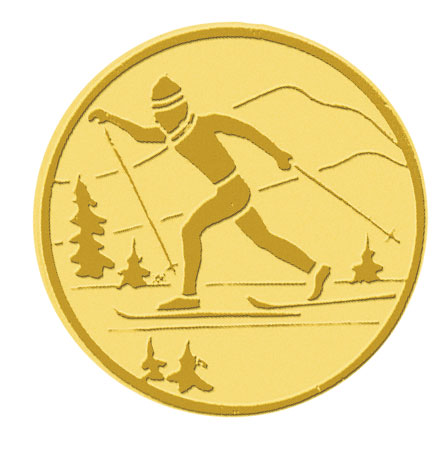 Centre médaille ski de fond diamètre 25 mm PB088